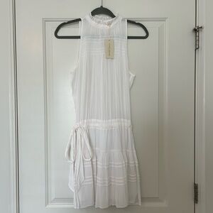Vintage Havana White Sleeveless Pleated Mini Dress with Side Tie